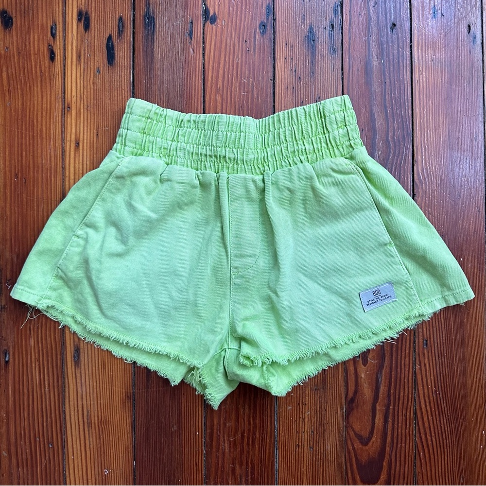 BDG Pull On Denim Boxer Short in Lime XS
